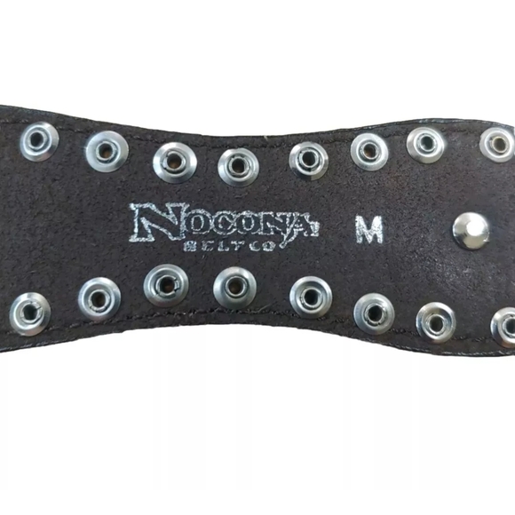 Nocona Hair On Hide Leather Belt  Conchos Rhinestone Bling Brown Woman M Western